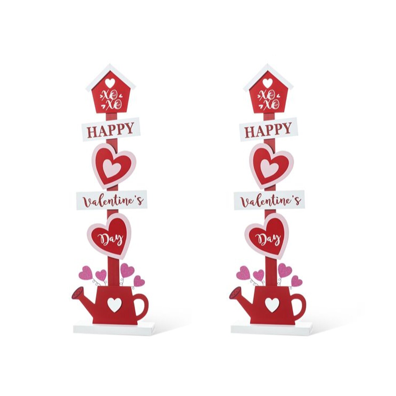 Set of 2 35.75"H Valentine's Wooden Heart & Love House Porch Decor